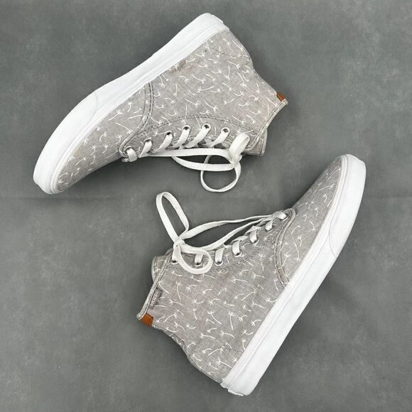 Vans Camden High-Top Gray White Canvas Dandelion Print Sneakers Size 7.5 - Picture 9 of 16